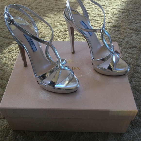 Prada Metallic Platform Sandals - Picture 4 of 14